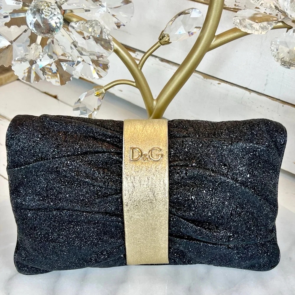 Dolce & Gabbana “Fannie” Leather Envelope Clutch w/ Chain Strap